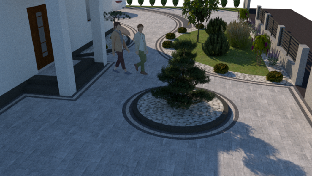 Wizualizacja 3D — projekt otoczenia domu